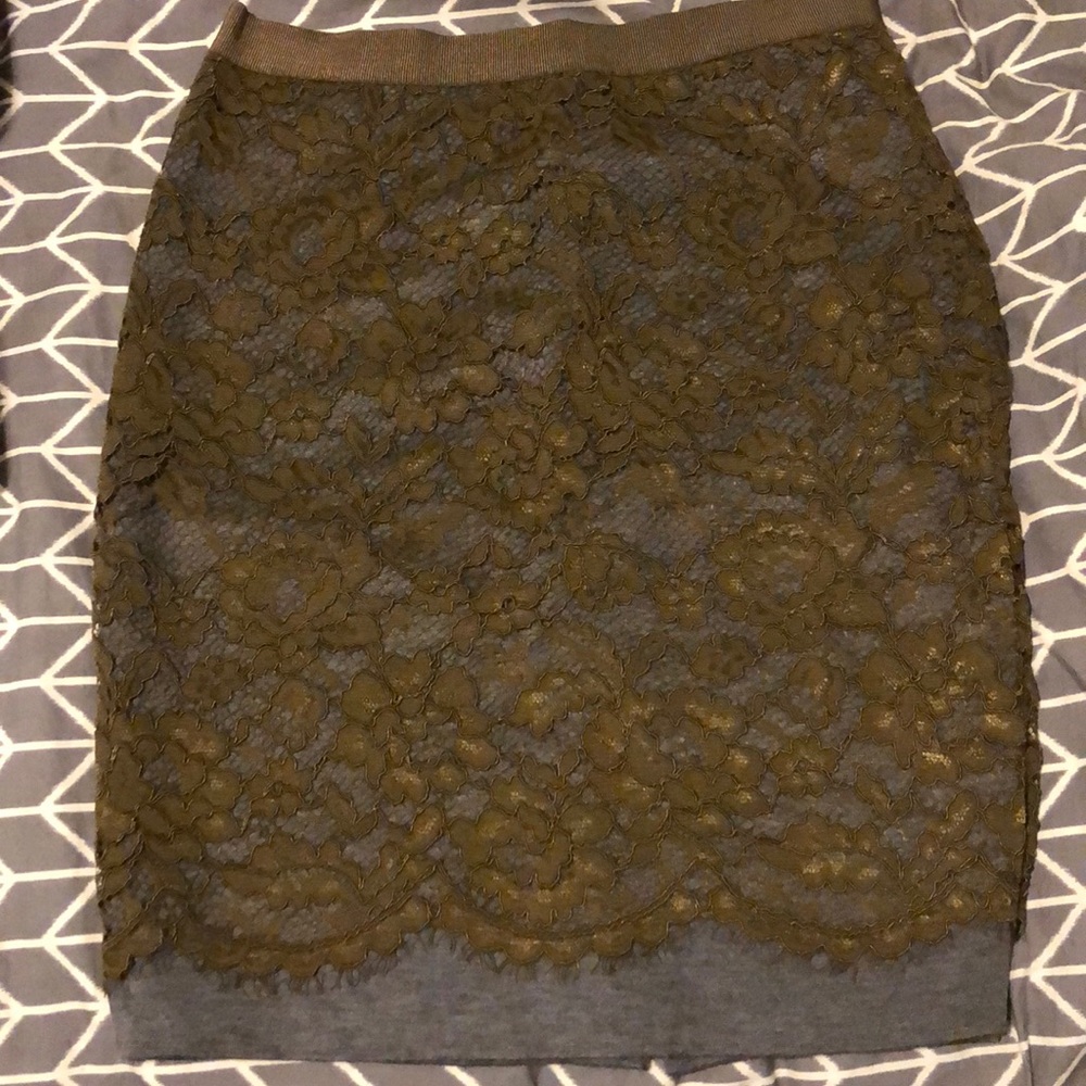 LOFT Lace Pencil Skirt - Olive